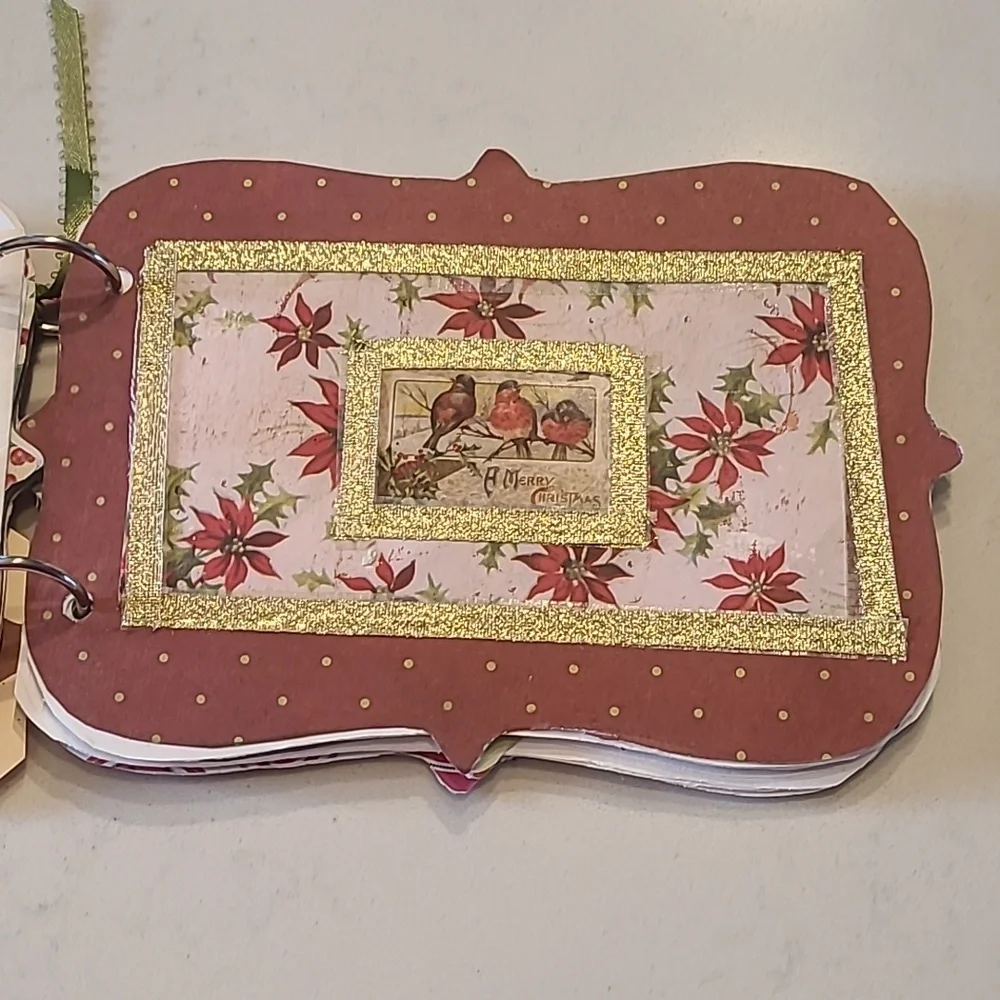 Handmade Pink and Gold Christmas Scrapbook
